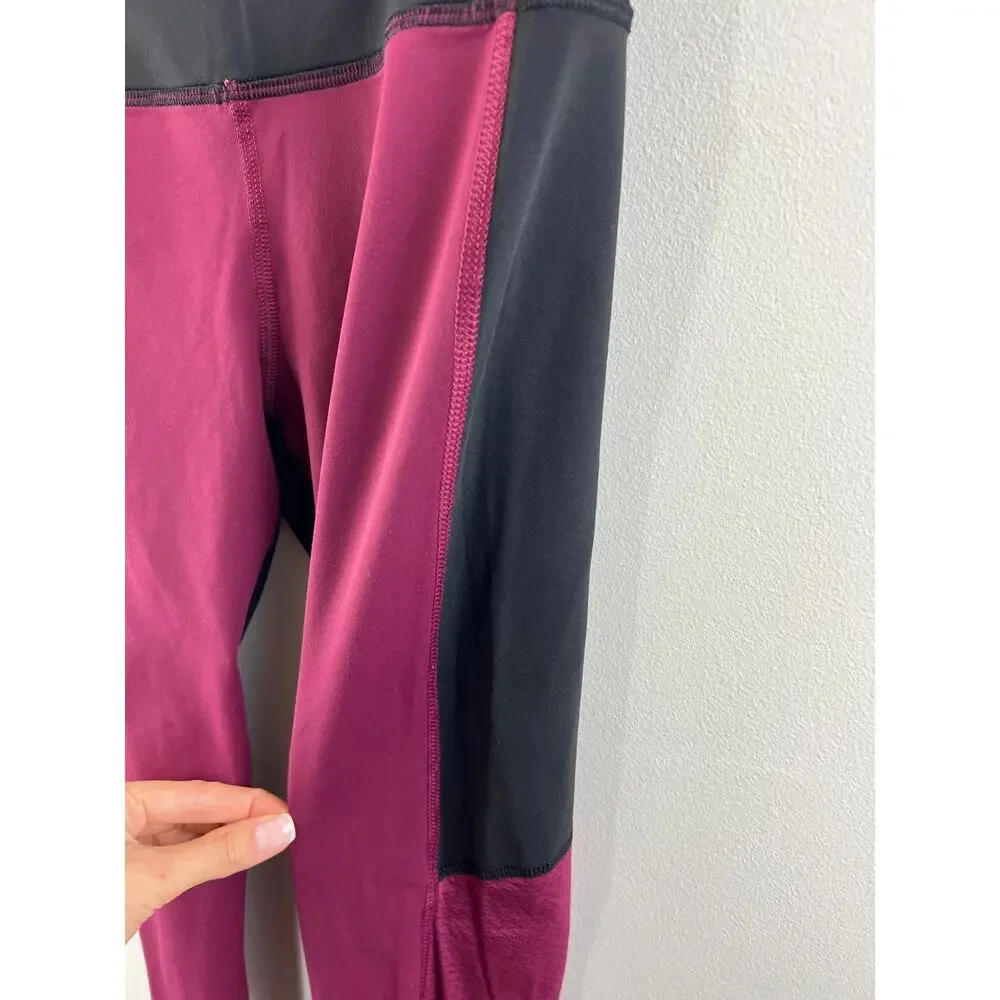 LULULEMON Burgundy Black High Waist Women's Athletic Leggings Size 4
